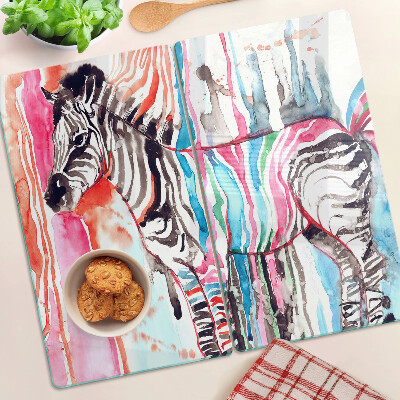 Glas skærebræt Zebra i farverige striber