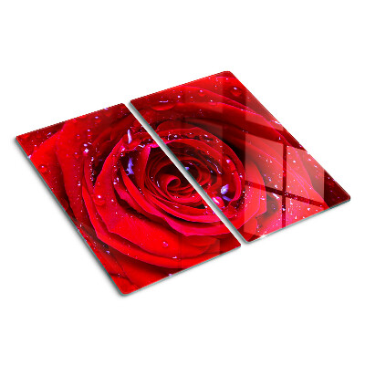 Skærebræt i glas Rød rose med vanddråber
