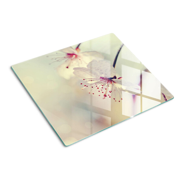Skærebræt i glas Blomster på en geometrisk baggrund