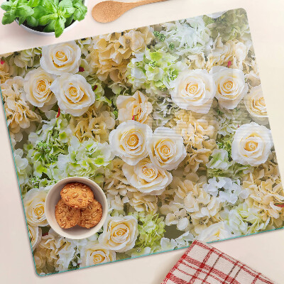 Glas skærebræt Blomster i pastelfarver