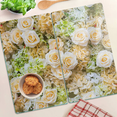 Glas skærebræt Blomster i pastelfarver