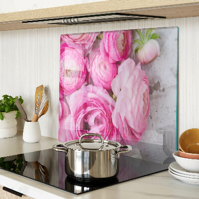 Skærebræt i glas Lyserøde blomster i en buket