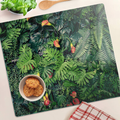 Skærebræt i glas Tropisk jungle med blomster