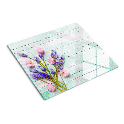 Glas skærebræt Blomster på en træbaggrund