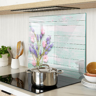 Glas skærebræt Blomster på en træbaggrund