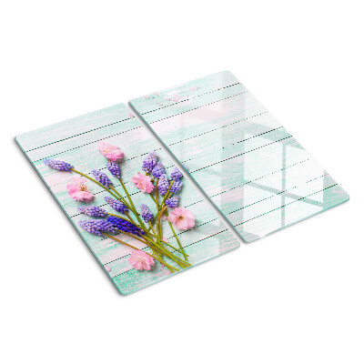Glas skærebræt Blomster på en træbaggrund