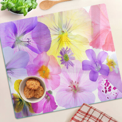 Glas skærebræt Blomster i pastelfarver
