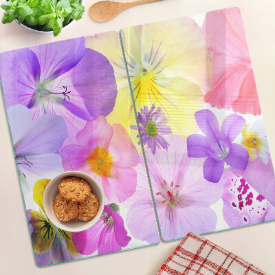 Glas skærebræt Blomster i pastelfarver