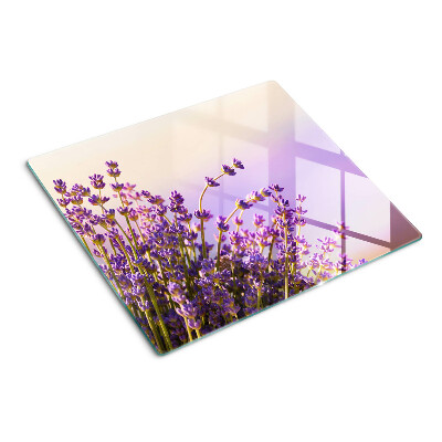 Skærebræt i glas Lavendelblomster i vinduet