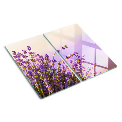 Skærebræt i glas Lavendelblomster i vinduet