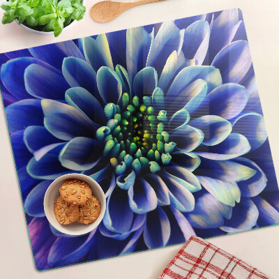 Skærebræt i glas Blå Dahlia Blomst