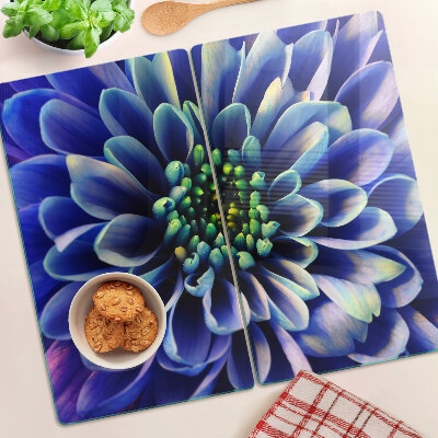 Skærebræt i glas Blå Dahlia Blomst