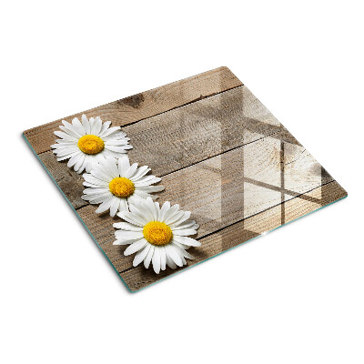 Glas skærebræt Blomster på en træbaggrund
