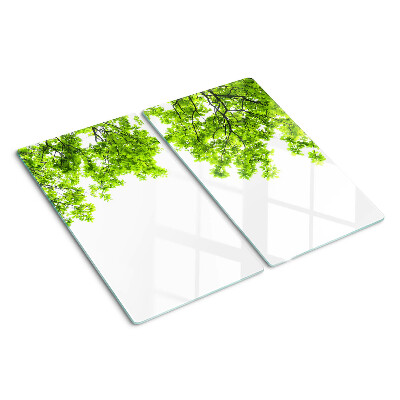 Skærebræt i glas Grønne blade mod himlen