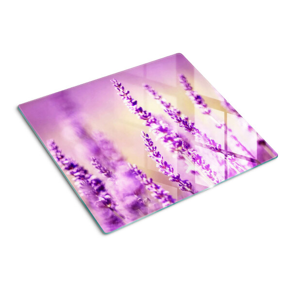 Glas skærebræt Lavendelblomster på en gradient baggrund