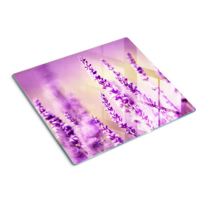 Glas skærebræt Lavendelblomster på en gradient baggrund