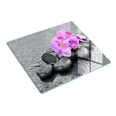 Glas skærebræt Blomster og sten mod vandet
