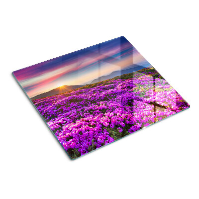 Glas skærebræt Blomsterlandskab i solnedgang