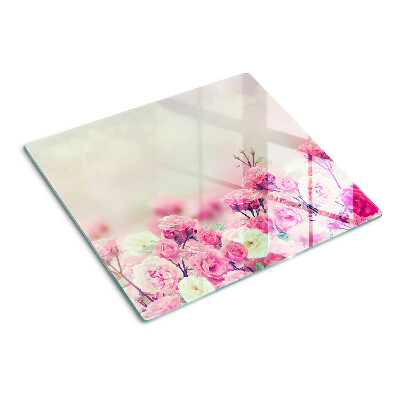 Glas skærebræt Blomsterprint med lyserødt motiv