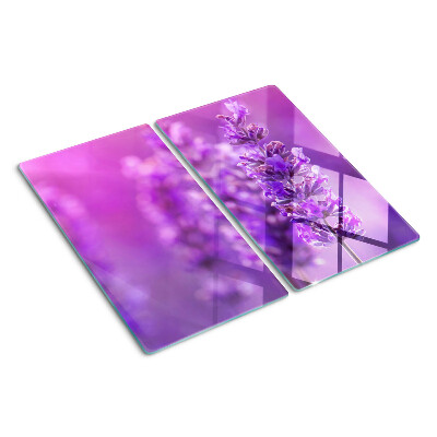 Skærebræt i glas Lavendelblomster på en lilla baggrund