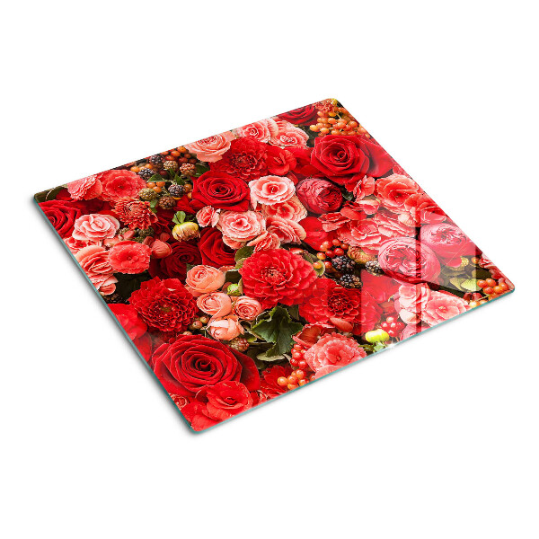 Skærebræt i glas Blomstermønster med roser
