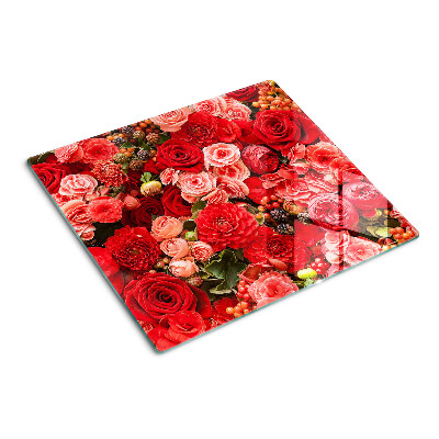 Skærebræt i glas Blomstermønster med roser