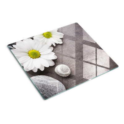 Glas skærebræt Blomster og sten i baggrunden