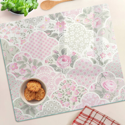 Skærebræt i glas Blomstermønster i pastelfarver