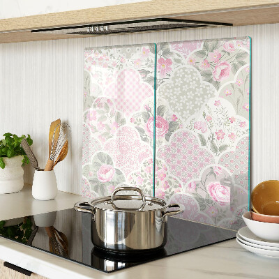 Skærebræt i glas Blomstermønster i pastelfarver