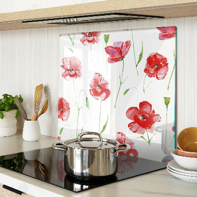 Skærebræt i glas Valmuemønster med blomster