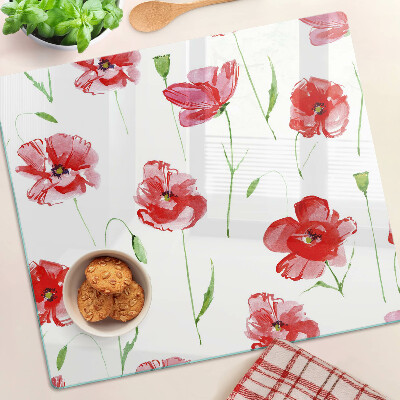 Skærebræt i glas Valmuemønster med blomster