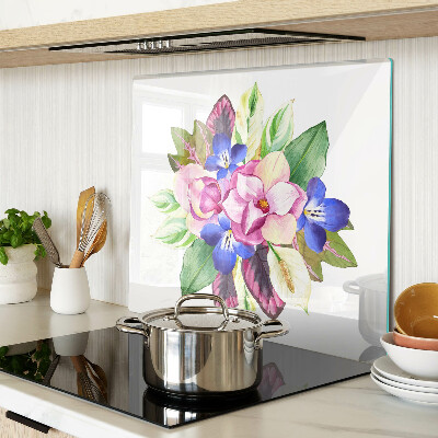 Glas skærebræt Blomstermønster med lyserøde og blå blomster