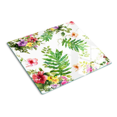 Skærebræt i glas Blomstermønster med blade