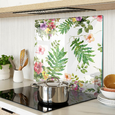 Skærebræt i glas Blomstermønster med blade
