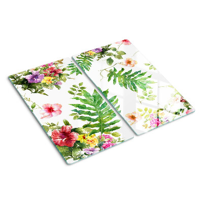 Skærebræt i glas Blomstermønster med blade