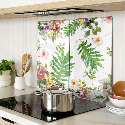 Skærebræt i glas Blomstermønster med blade