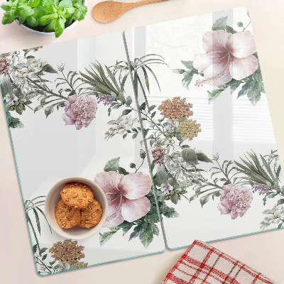Skærebræt i glas Blomstermønster med hibiskus