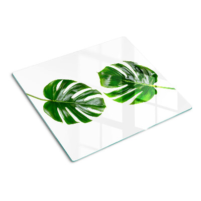 Skærebræt i glas Monstera-blade