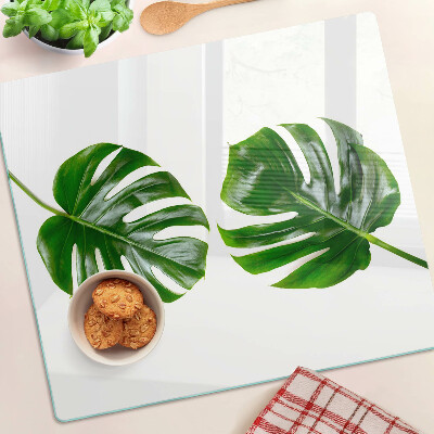 Skærebræt i glas Monstera-blade