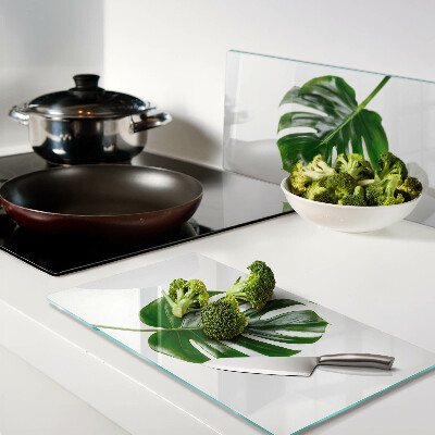 Skærebræt i glas Monstera-blade