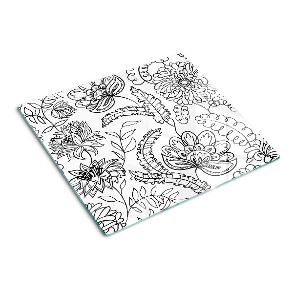 Skærebræt i glas Blomster doodle mønster