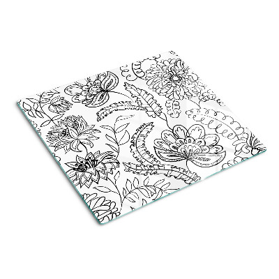 Skærebræt i glas Blomster doodle mønster
