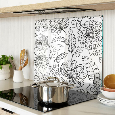 Skærebræt i glas Blomster doodle mønster