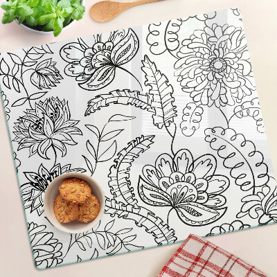 Skærebræt i glas Blomster doodle mønster