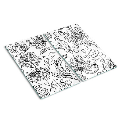 Skærebræt i glas Blomster doodle mønster