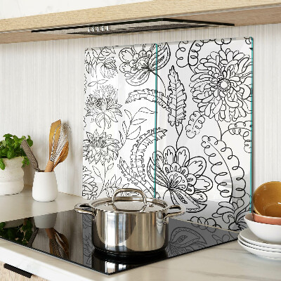 Skærebræt i glas Blomster doodle mønster