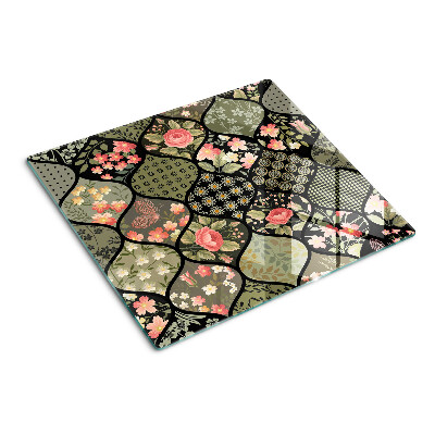 Glas skærebræt Blomsterpatchwork med geometriske mønstre