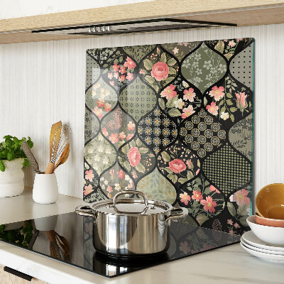 Glas skærebræt Blomsterpatchwork med geometriske mønstre