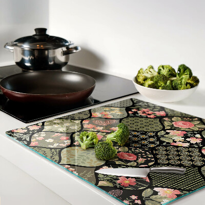 Glas skærebræt Blomsterpatchwork med geometriske mønstre