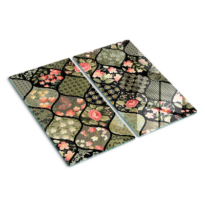 Glas skærebræt Blomsterpatchwork med geometriske mønstre
